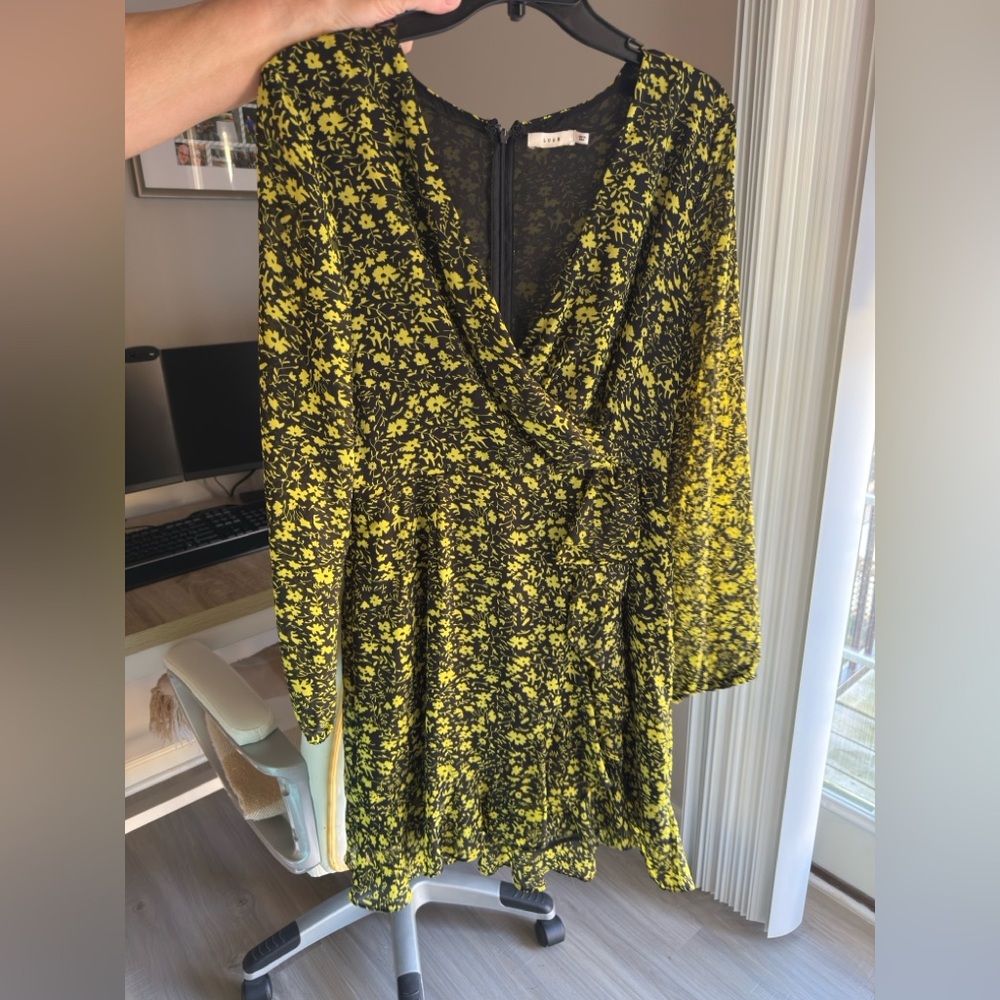LUSH Floral Yellow and Black Dress